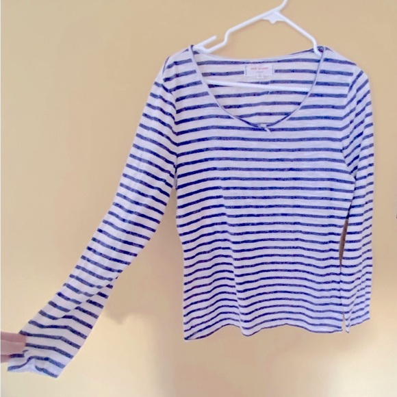 Max Studio mariner Blue and white striped long sleeve tee sz L / XL - Picture 1 of 2